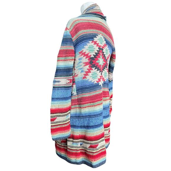 Polo Ralph Lauren Southwestern Open Cardigan Knit Sweater XS Aztec Linen Silk - Picture 4 of 10